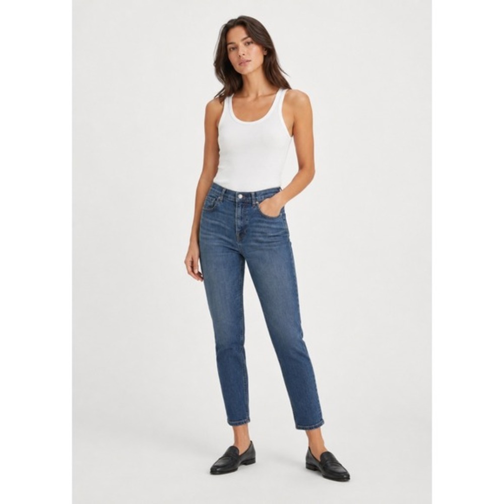 Everlane The‎ Cheeky Jean Medium Indigo High Rise Straight Leg Denim Size 27